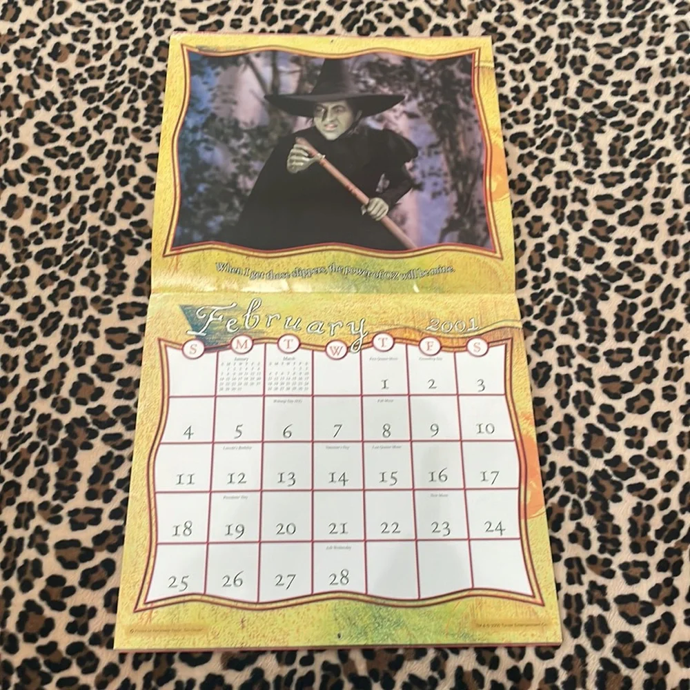 2001 WIZARD OF OZ Wall Calendar Dorothy Toto Glinda Emerald Photos Y2K Vintage